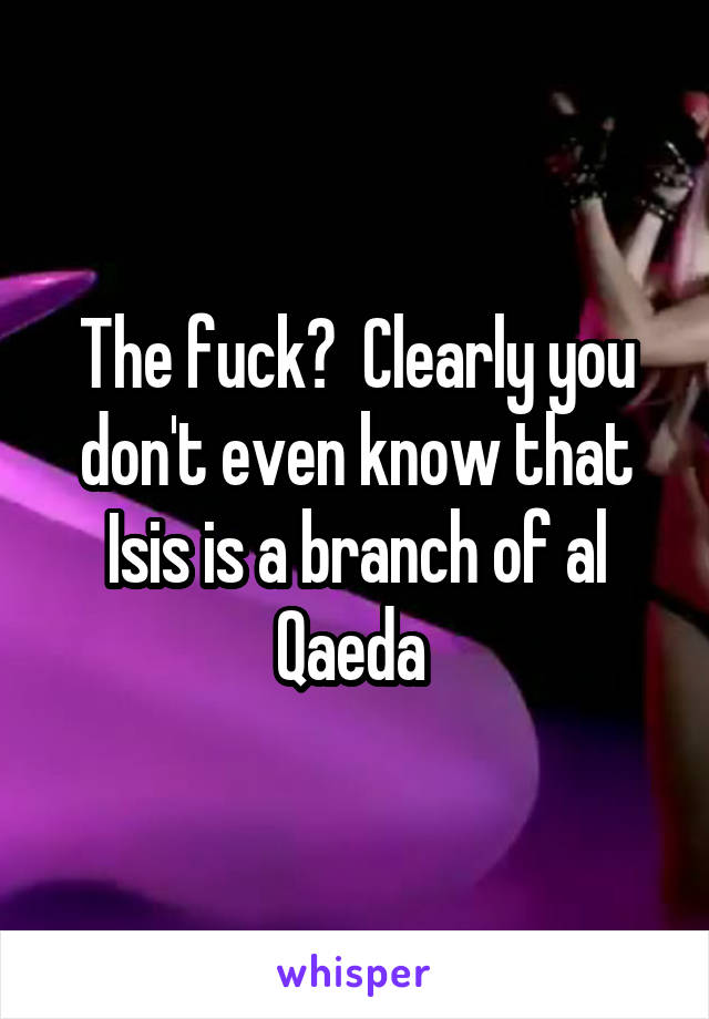 The fuck?  Clearly you don't even know that Isis is a branch of al Qaeda 