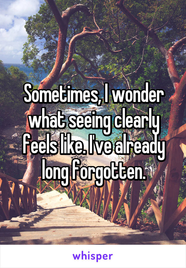 Sometimes, I wonder what seeing clearly feels like. I've already long forgotten.