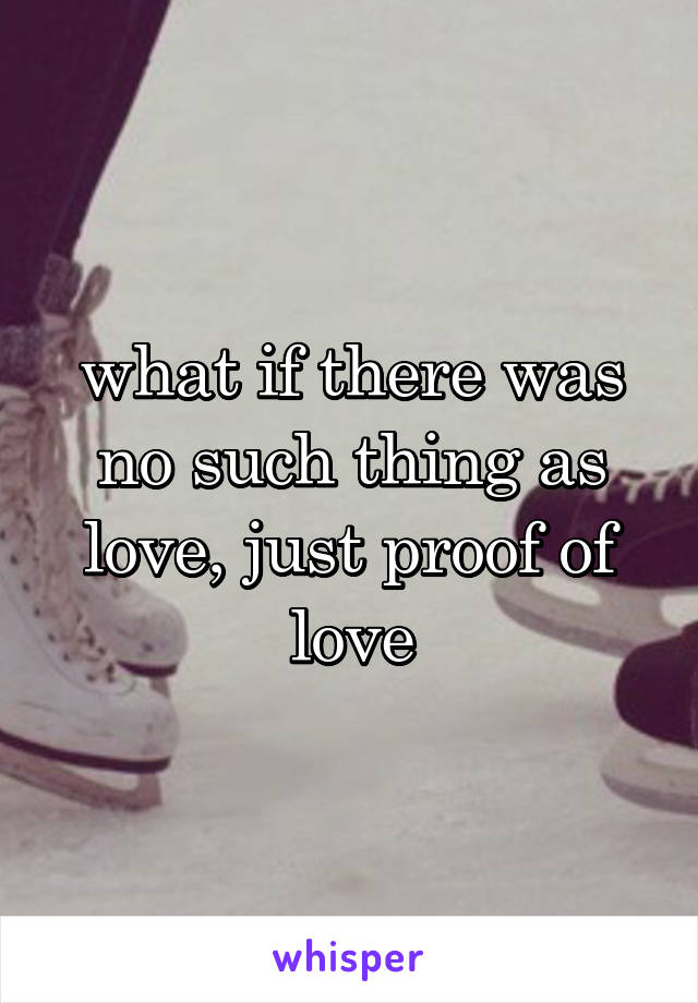 what if there was no such thing as love, just proof of love