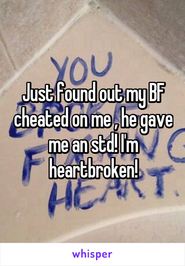 Just found out my BF cheated on me , he gave me an std! I'm heartbroken!