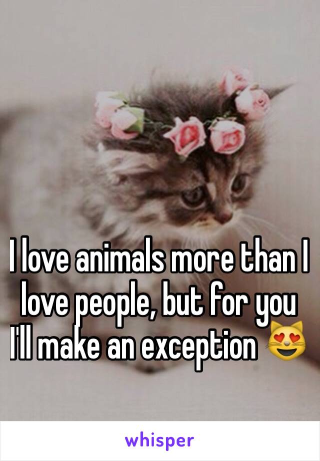 



I love animals more than I love people, but for you I'll make an exception 😻