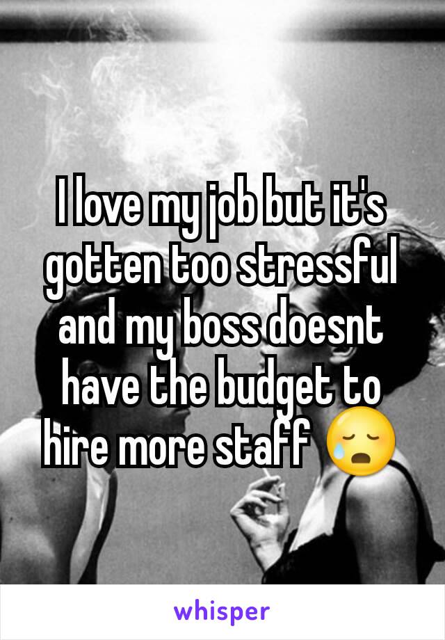 I love my job but it's gotten too stressful and my boss doesnt have the budget to hire more staff 😥