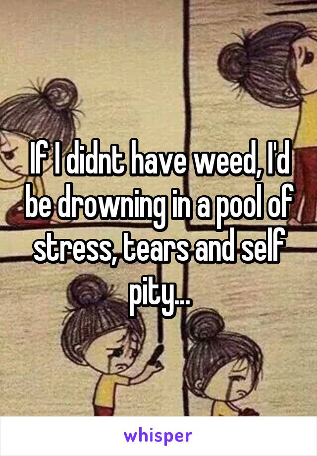 If I didnt have weed, I'd be drowning in a pool of stress, tears and self pity...