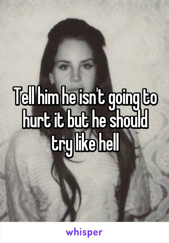 Tell him he isn't going to hurt it but he should try like hell