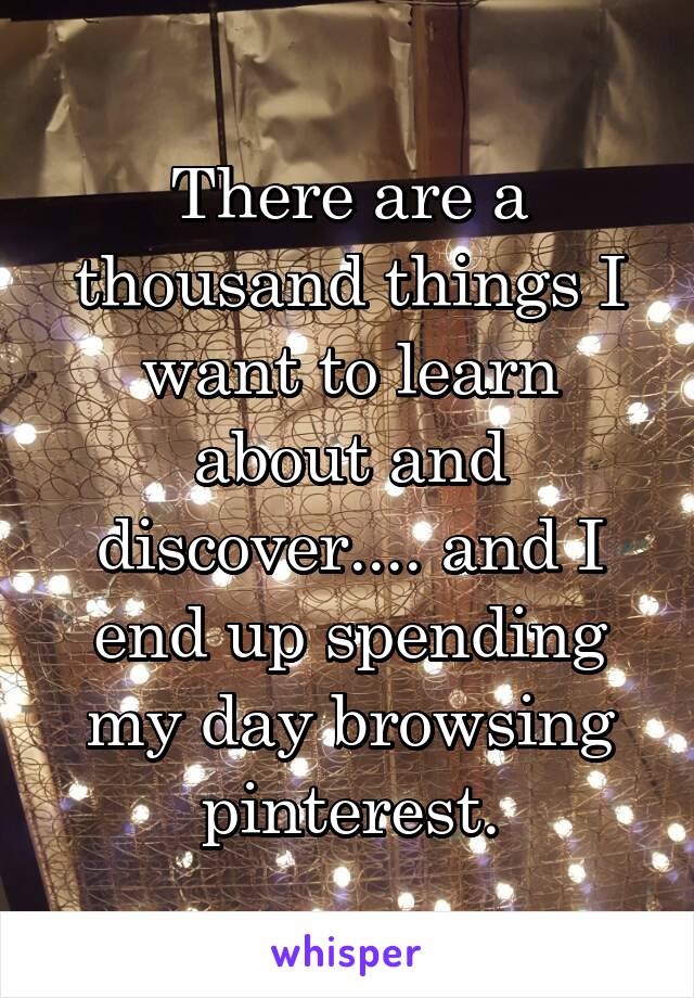 There are a thousand things I want to learn about and discover.... and I end up spending my day browsing pinterest.