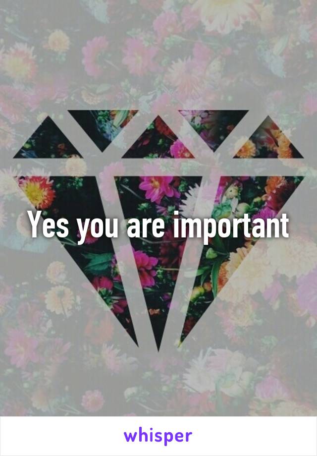 Yes you are important