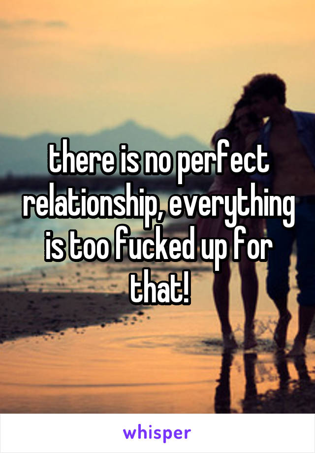 there is no perfect relationship, everything is too fucked up for that!