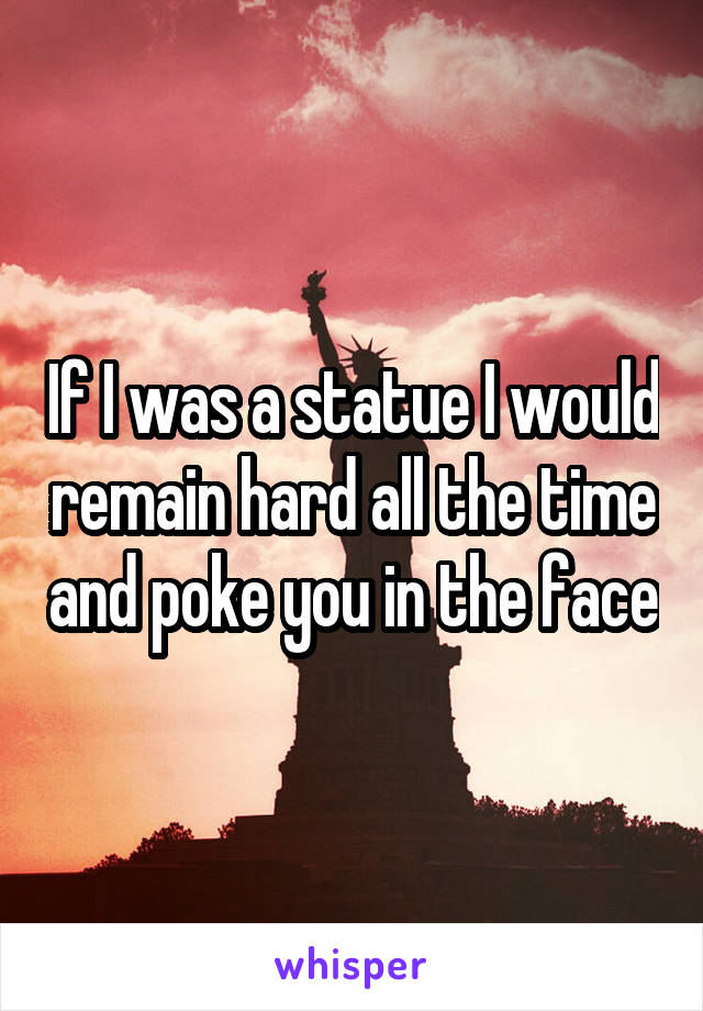 If I was a statue I would remain hard all the time and poke you in the face