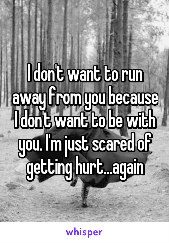 I don't want to run away from you because I don't want to be with you. I'm just scared of getting hurt...again