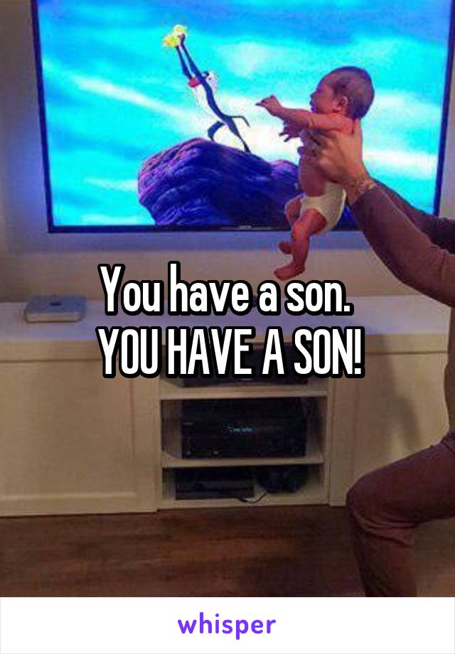 You have a son. 
YOU HAVE A SON!