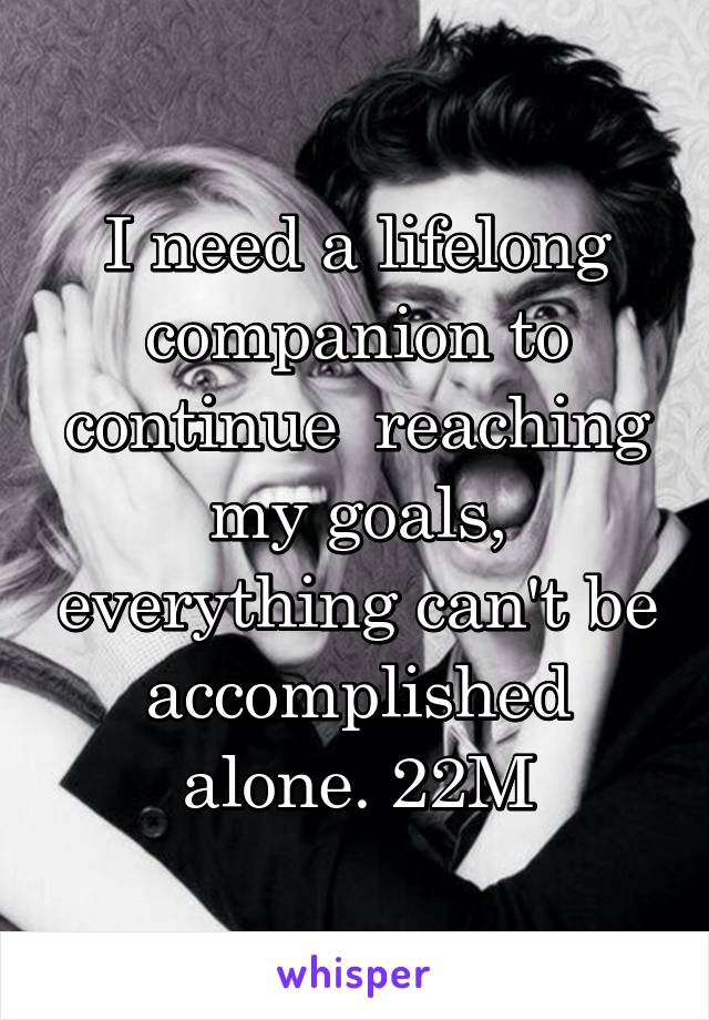 I need a lifelong companion to continue  reaching my goals, everything can't be accomplished alone. 22M