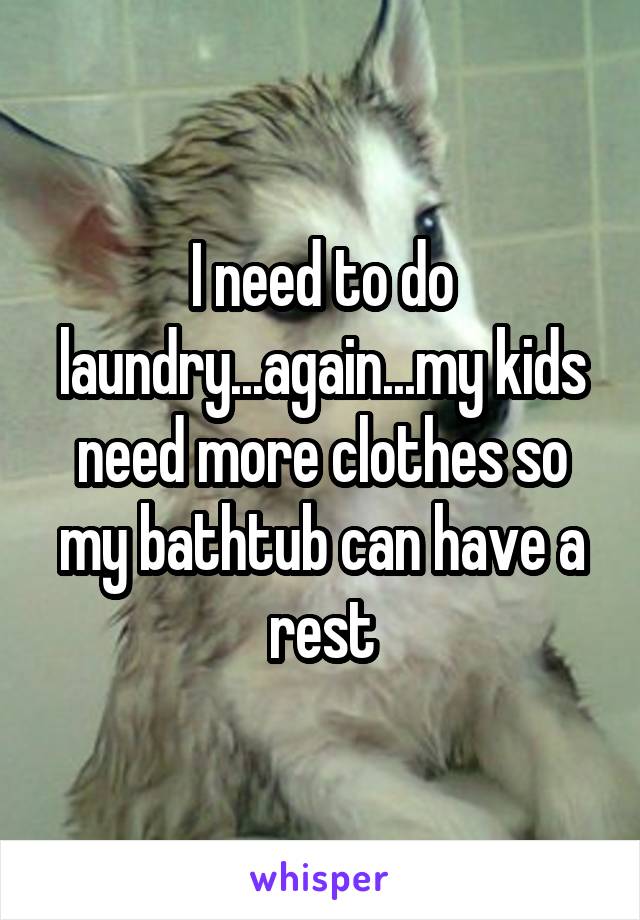 I need to do laundry...again...my kids need more clothes so my bathtub can have a rest