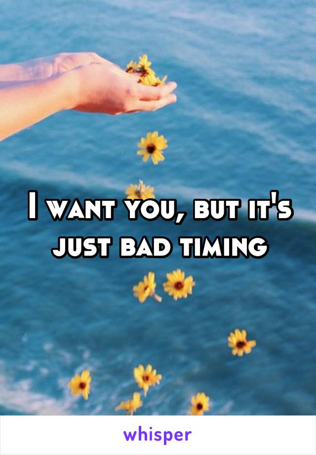 I want you, but it's just bad timing