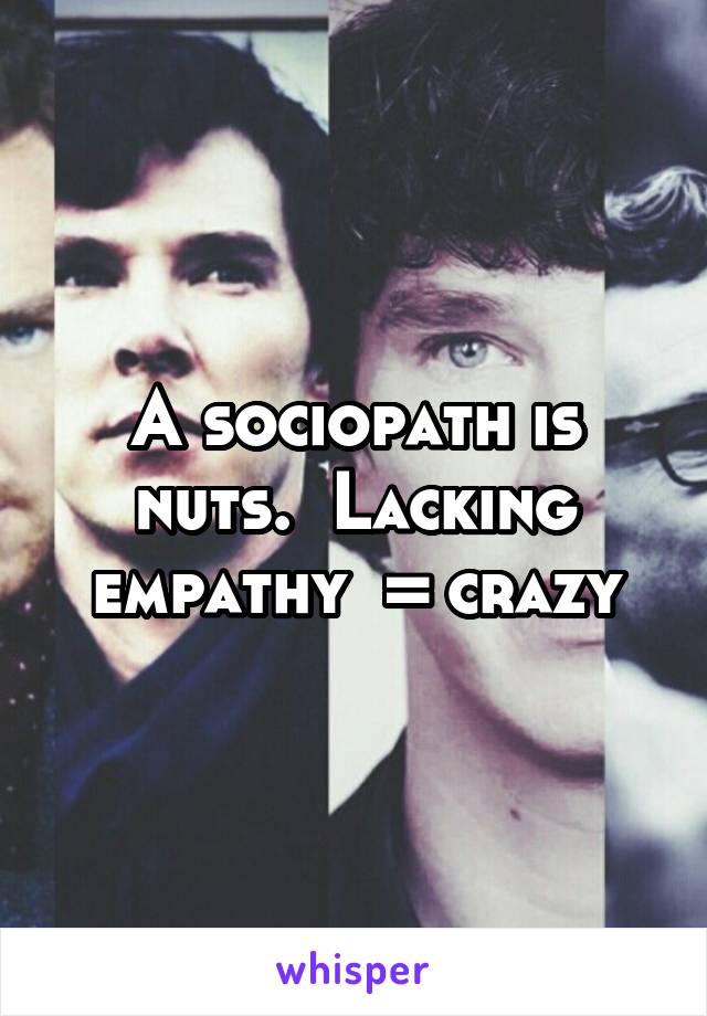 A sociopath is nuts.  Lacking empathy  = crazy