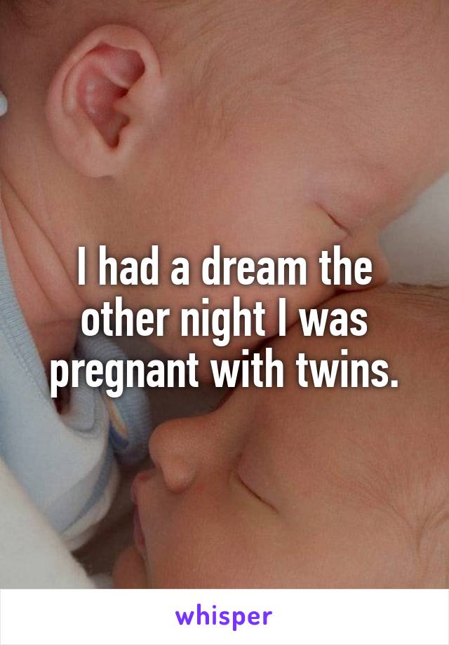 I had a dream the other night I was pregnant with twins.