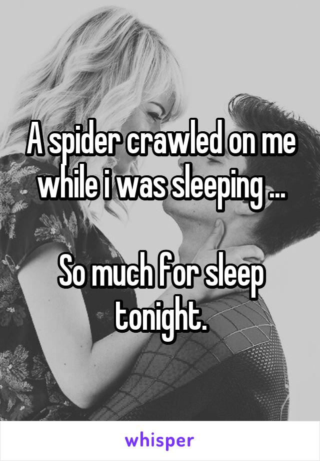 A spider crawled on me while i was sleeping ...

So much for sleep tonight.