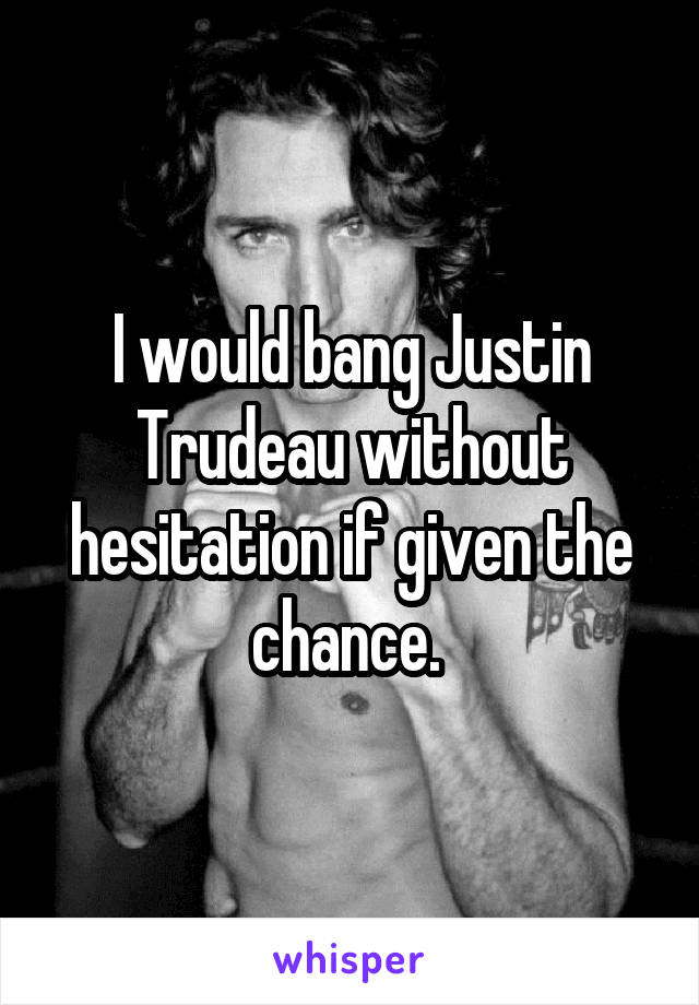 I would bang Justin Trudeau without hesitation if given the chance. 