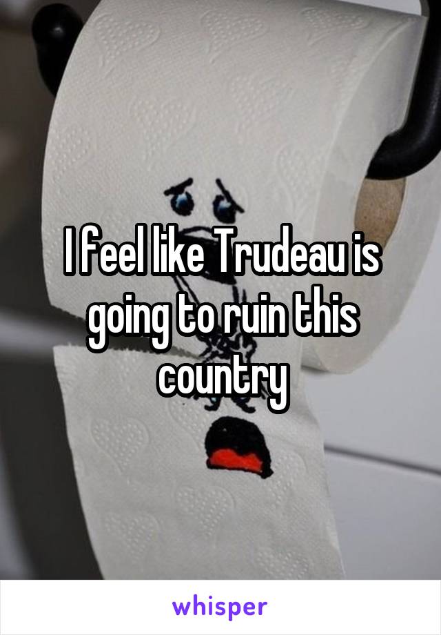 I feel like Trudeau is going to ruin this country