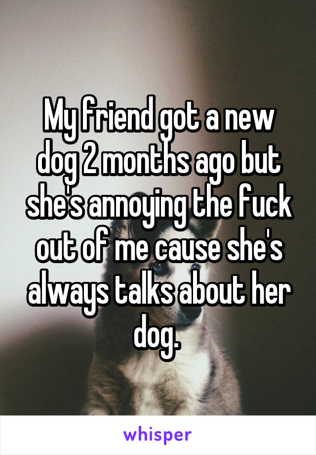 My friend got a new dog 2 months ago but she's annoying the fuck out of me cause she's always talks about her dog. 