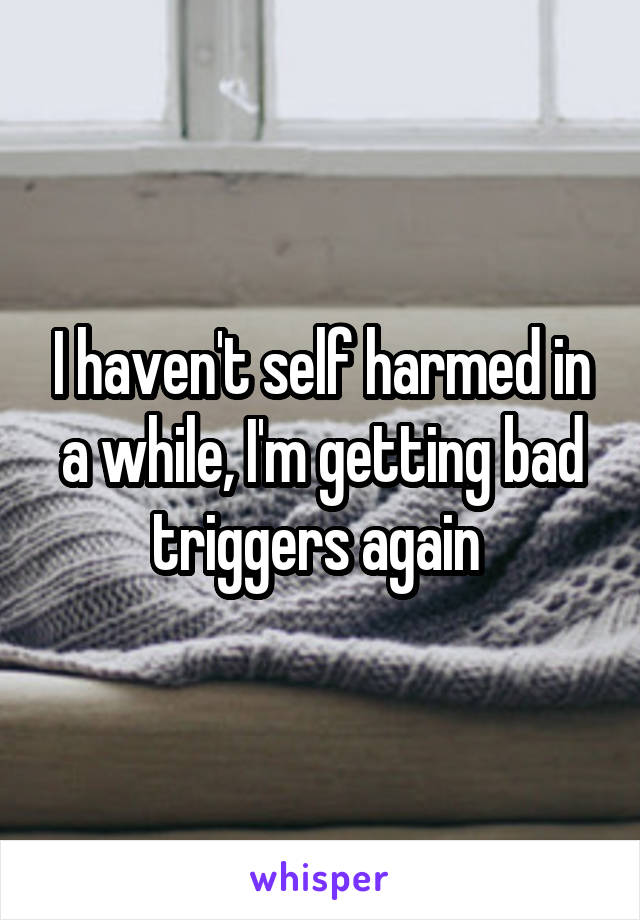 I haven't self harmed in a while, I'm getting bad triggers again 