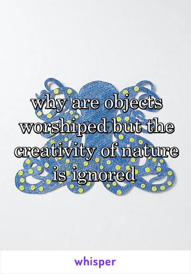 why are objects worshiped but the creativity of nature is ignored 