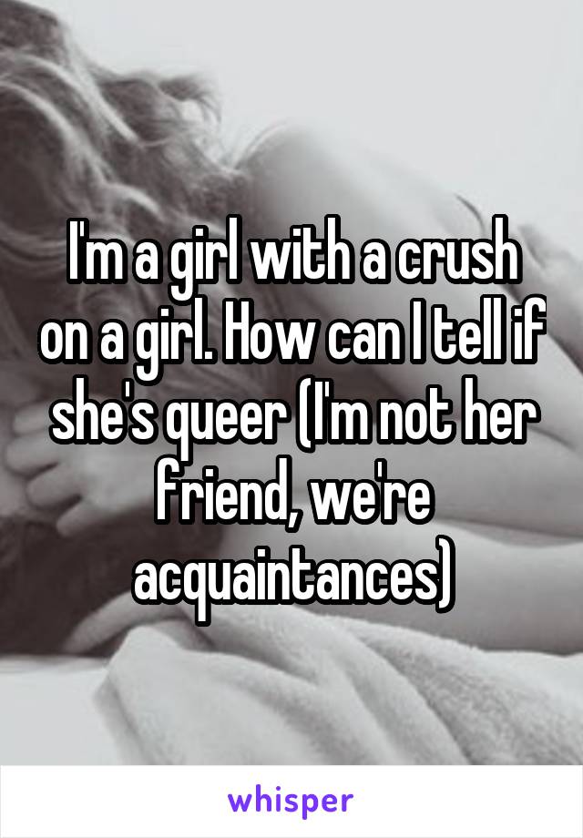 I'm a girl with a crush on a girl. How can I tell if she's queer (I'm not her friend, we're acquaintances)