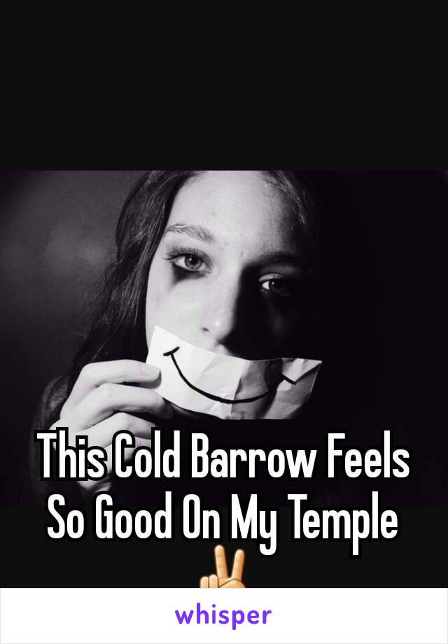 This Cold Barrow Feels So Good On My Temple ✌