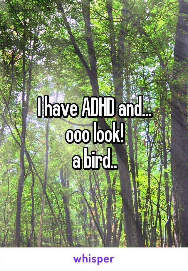 I have ADHD and...
ooo look!
a bird..