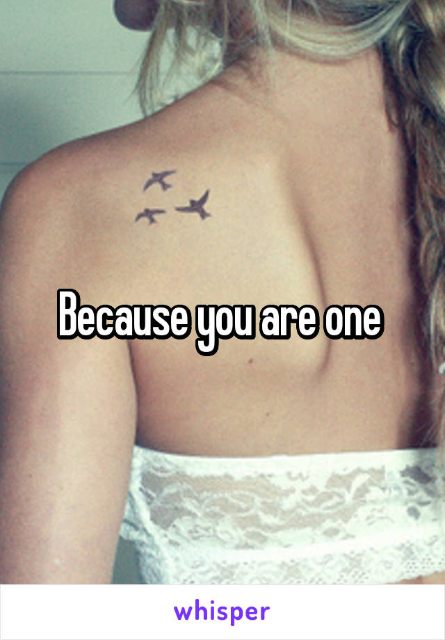 Because you are one 