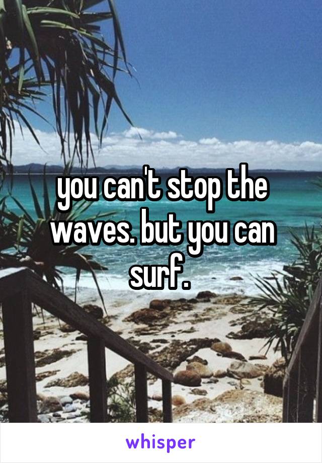 you can't stop the waves. but you can surf. 