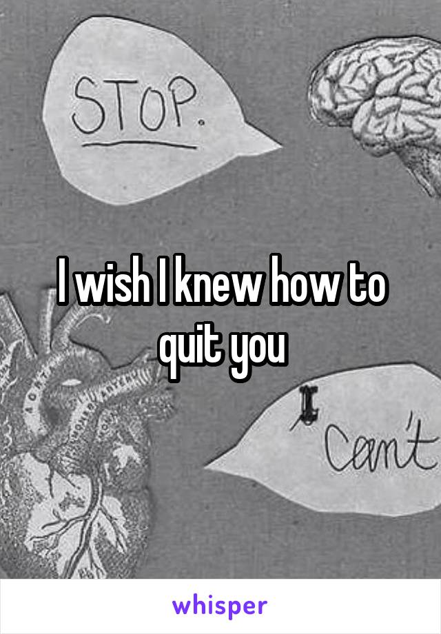 I wish I knew how to quit you