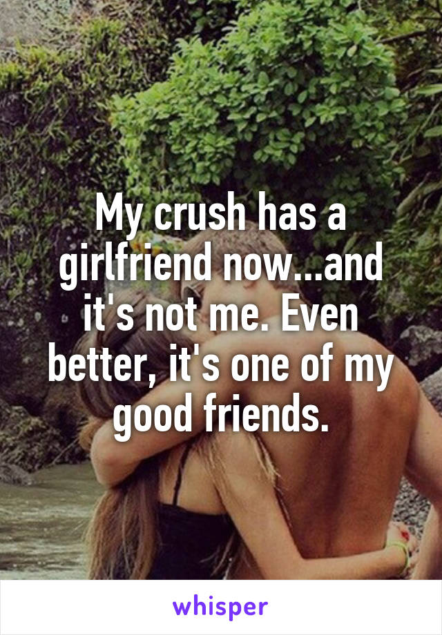 My crush has a girlfriend now...and it's not me. Even better, it's one of my good friends.