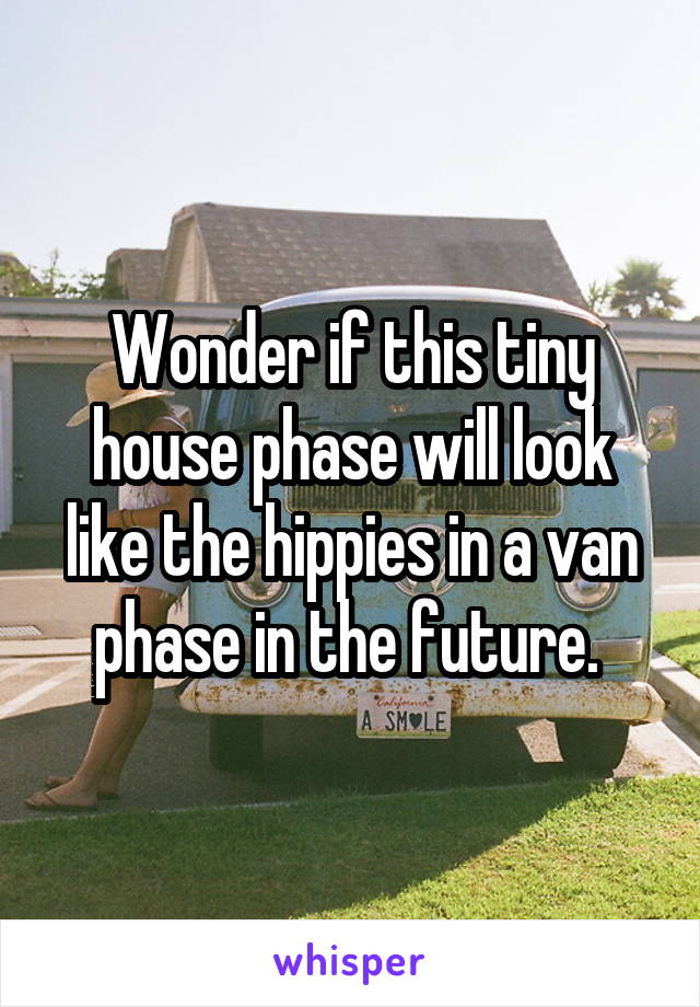 Wonder if this tiny house phase will look like the hippies in a van phase in the future. 