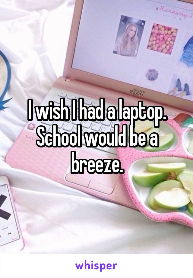 I wish I had a laptop. School would be a breeze.