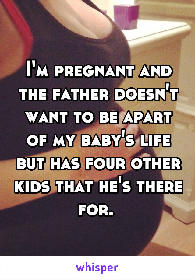 I'm pregnant and the father doesn't want to be apart of my baby's life but has four other kids that he's there for. 