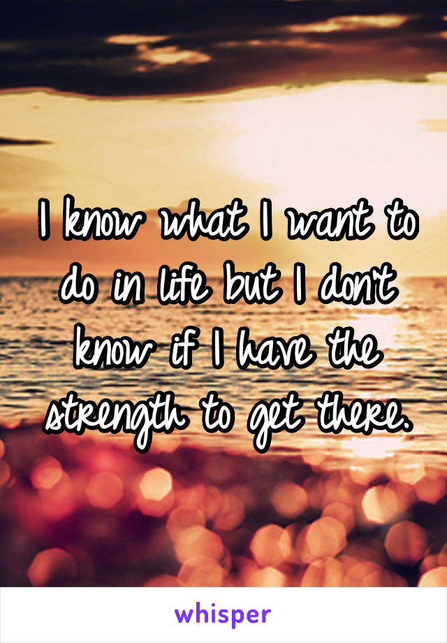 I know what I want to do in life but I don't know if I have the strength to get there.