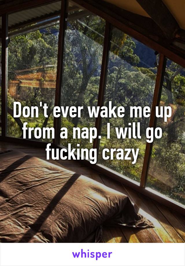 Don't ever wake me up from a nap. I will go fucking crazy