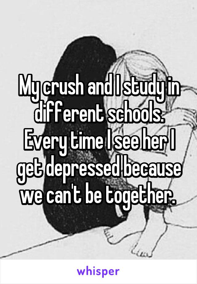 My crush and I study in different schools. Every time I see her I get depressed because we can't be together. 