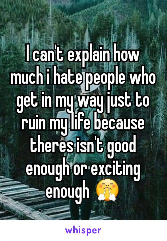 I can't explain how much i hate people who get in my way just to ruin my life because theres isn't good enough or exciting enough 😤