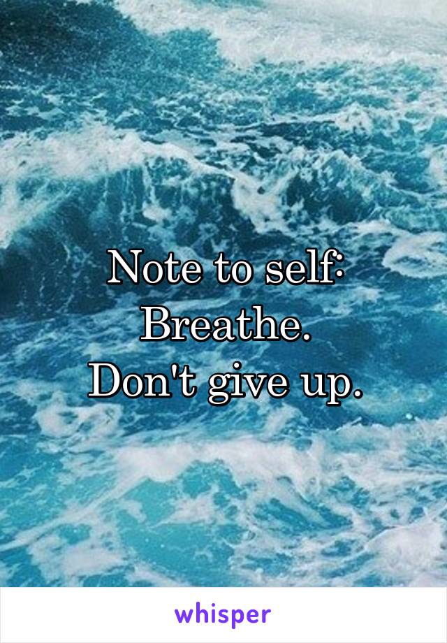 Note to self:
Breathe.
Don't give up.