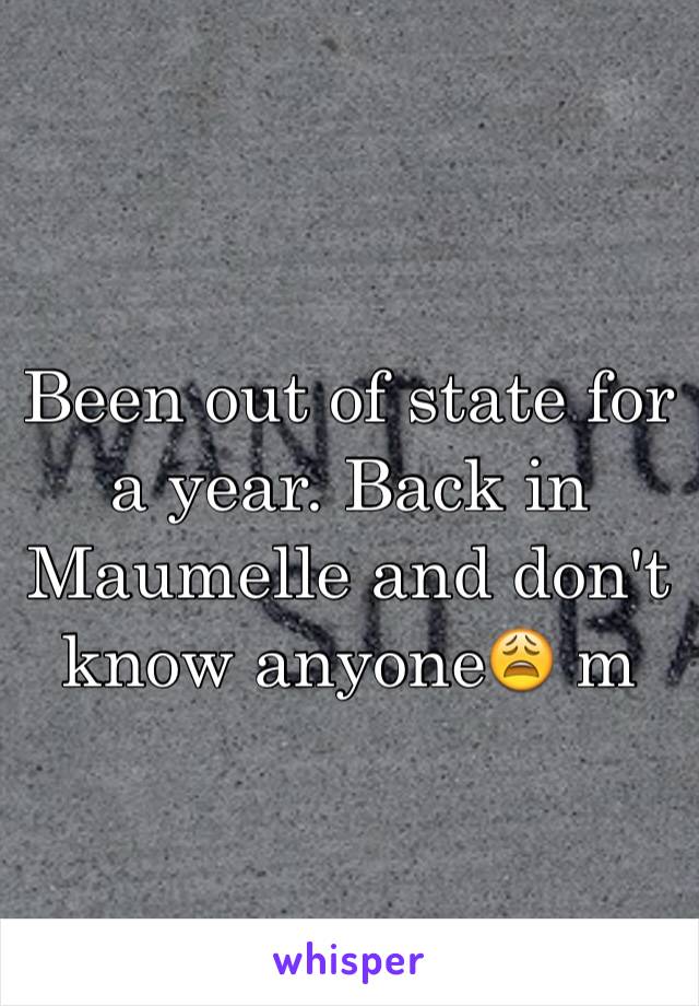 Been out of state for a year. Back in Maumelle and don't know anyone😩 m