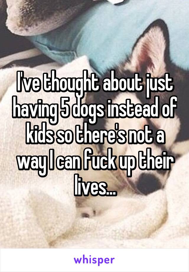 I've thought about just having 5 dogs instead of kids so there's not a way I can fuck up their lives...