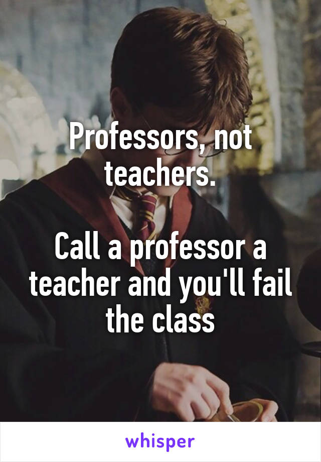 Professors, not teachers.
  
Call a professor a teacher and you'll fail the class