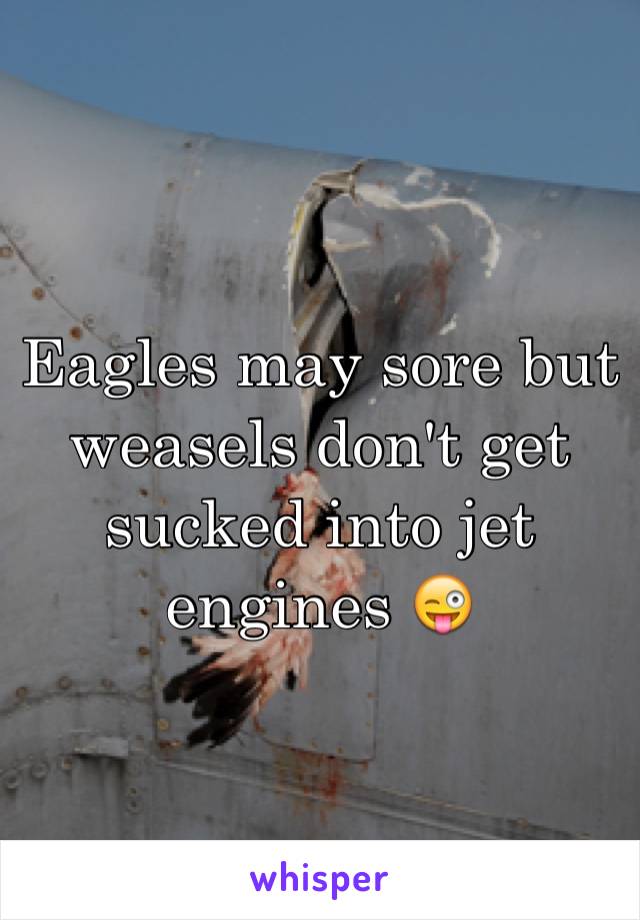 Eagles may sore but weasels don't get sucked into jet engines 😜