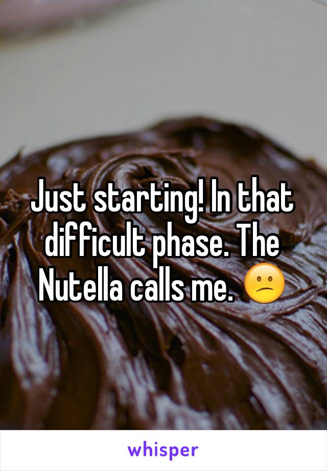 Just starting! In that difficult phase. The Nutella calls me. 😕