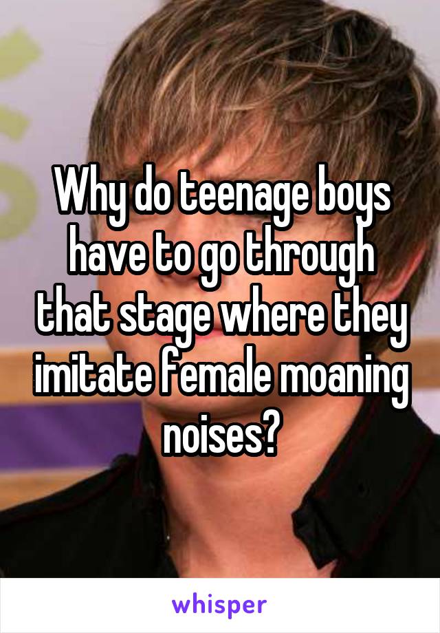 Why do teenage boys have to go through that stage where they imitate female moaning noises?
