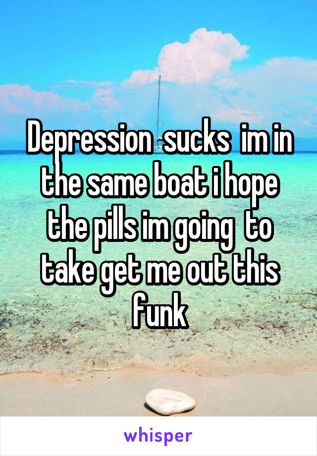 Depression  sucks  im in the same boat i hope the pills im going  to take get me out this funk