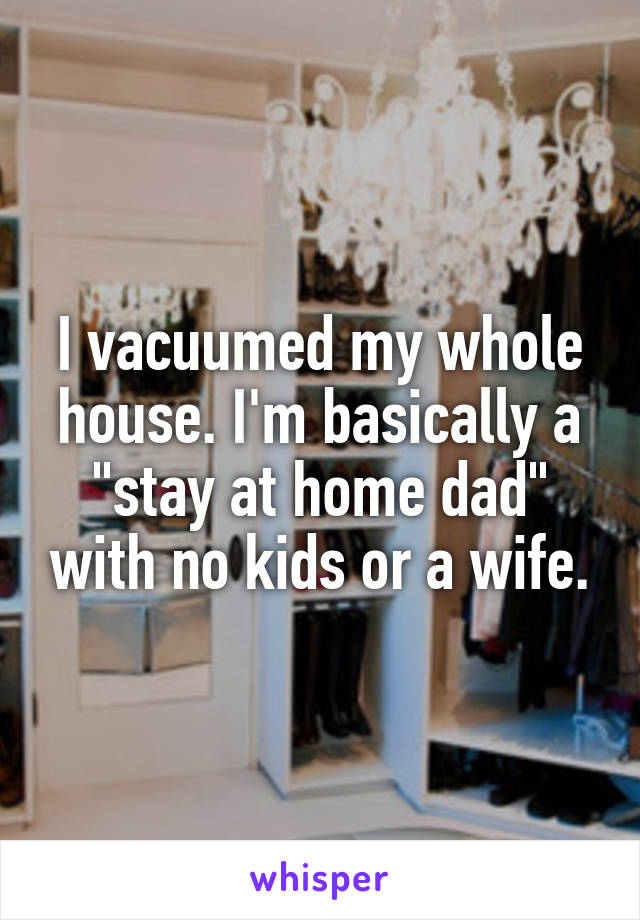 I vacuumed my whole house. I'm basically a "stay at home dad" with no kids or a wife.