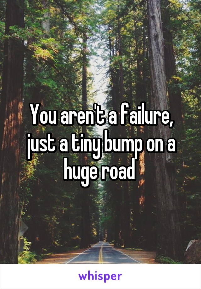 You aren't a failure, just a tiny bump on a huge road 