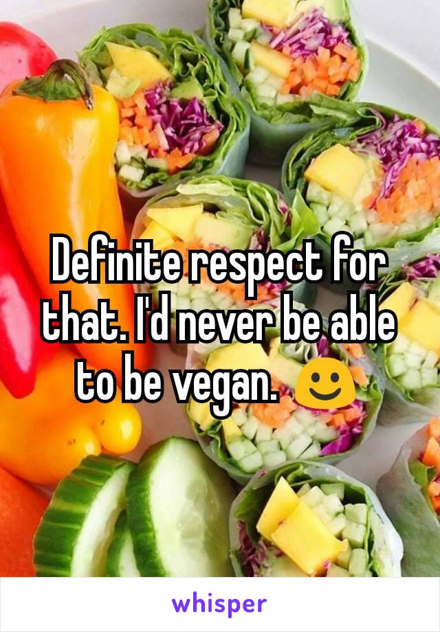 Definite respect for that. I'd never be able to be vegan. ☺